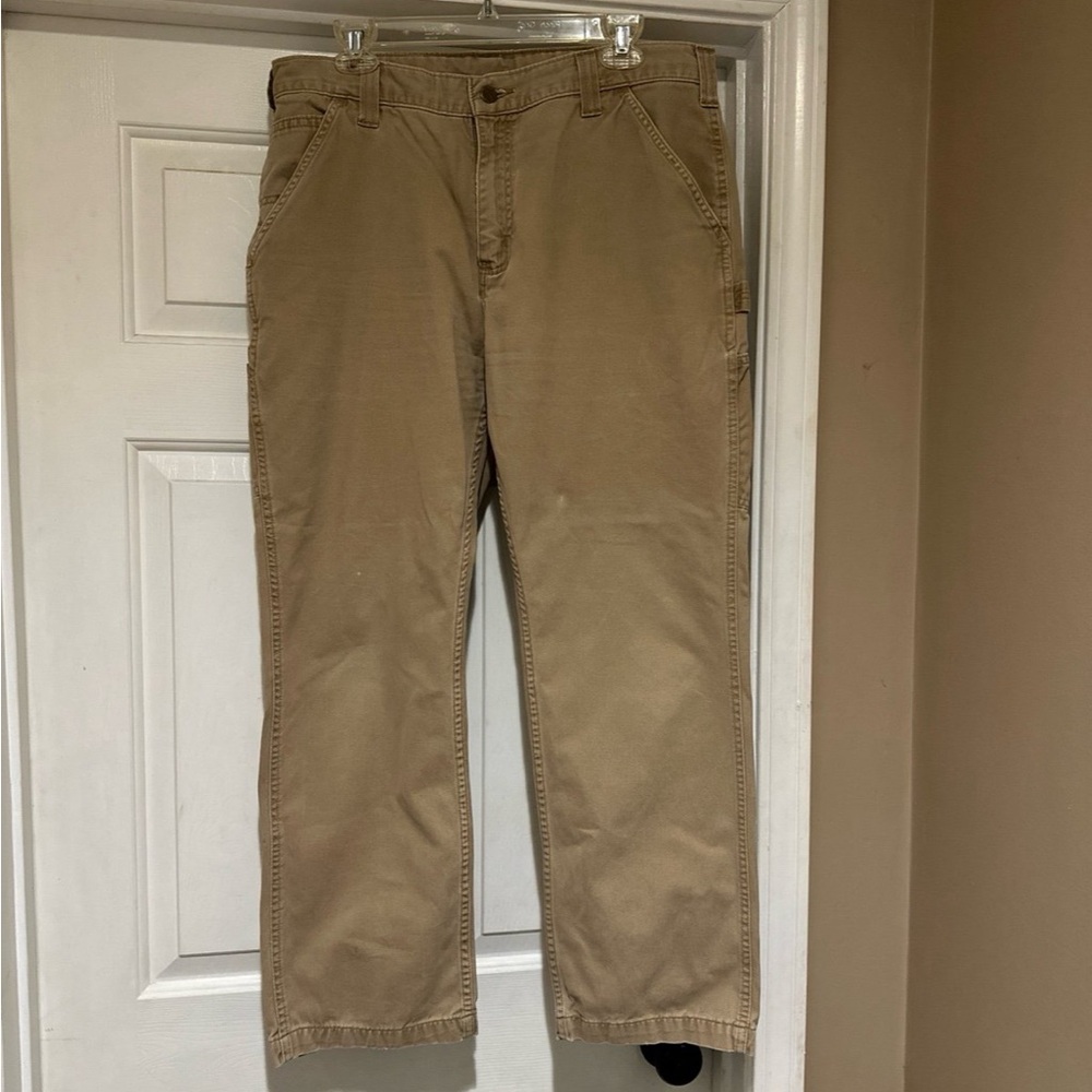 Carhartt Pants Mens 36x30 Beige Canvas Carpenter Cotton Workwear Chino B324-DKH